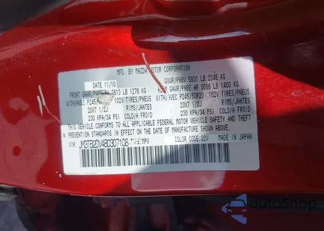 2011 Mazda Cx-9 Grand Touring z USA, uszkodzony, nr VIN JM3TB2DV4B0307108